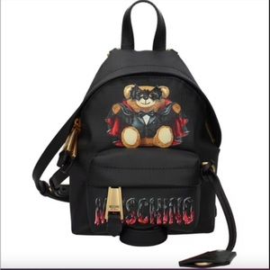 New Moschino Ladies Black Couture Bat Teddy Bear Backpack